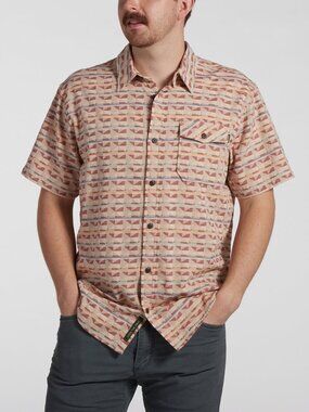 Howler Brothers San Gabriel Shirt in Kaleidoscope Dobby: Rusty Khaki Size XL NWT